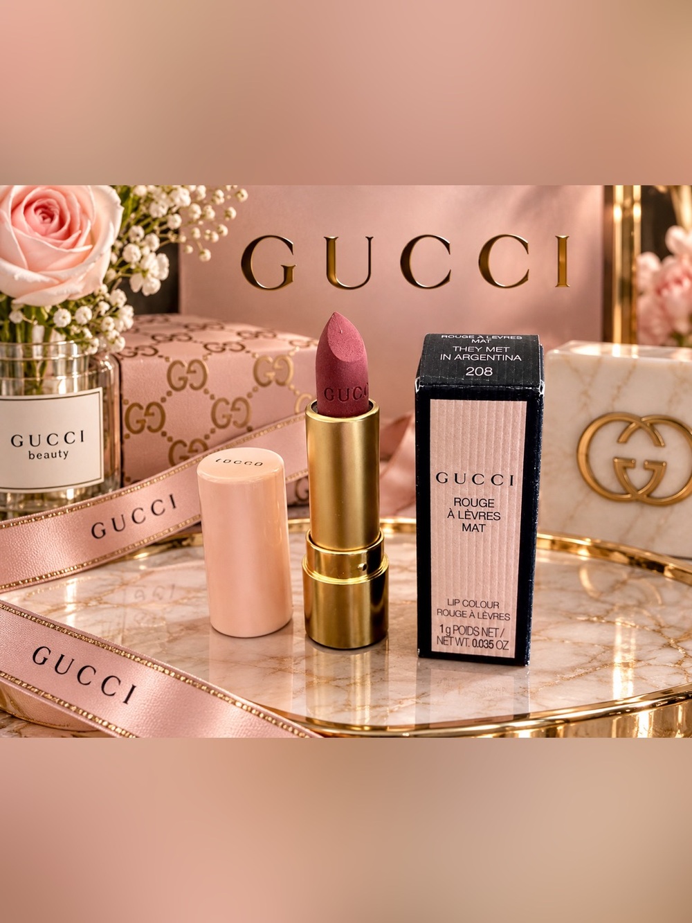 Gucci Matte Lipstick in Dusty Rose - 208